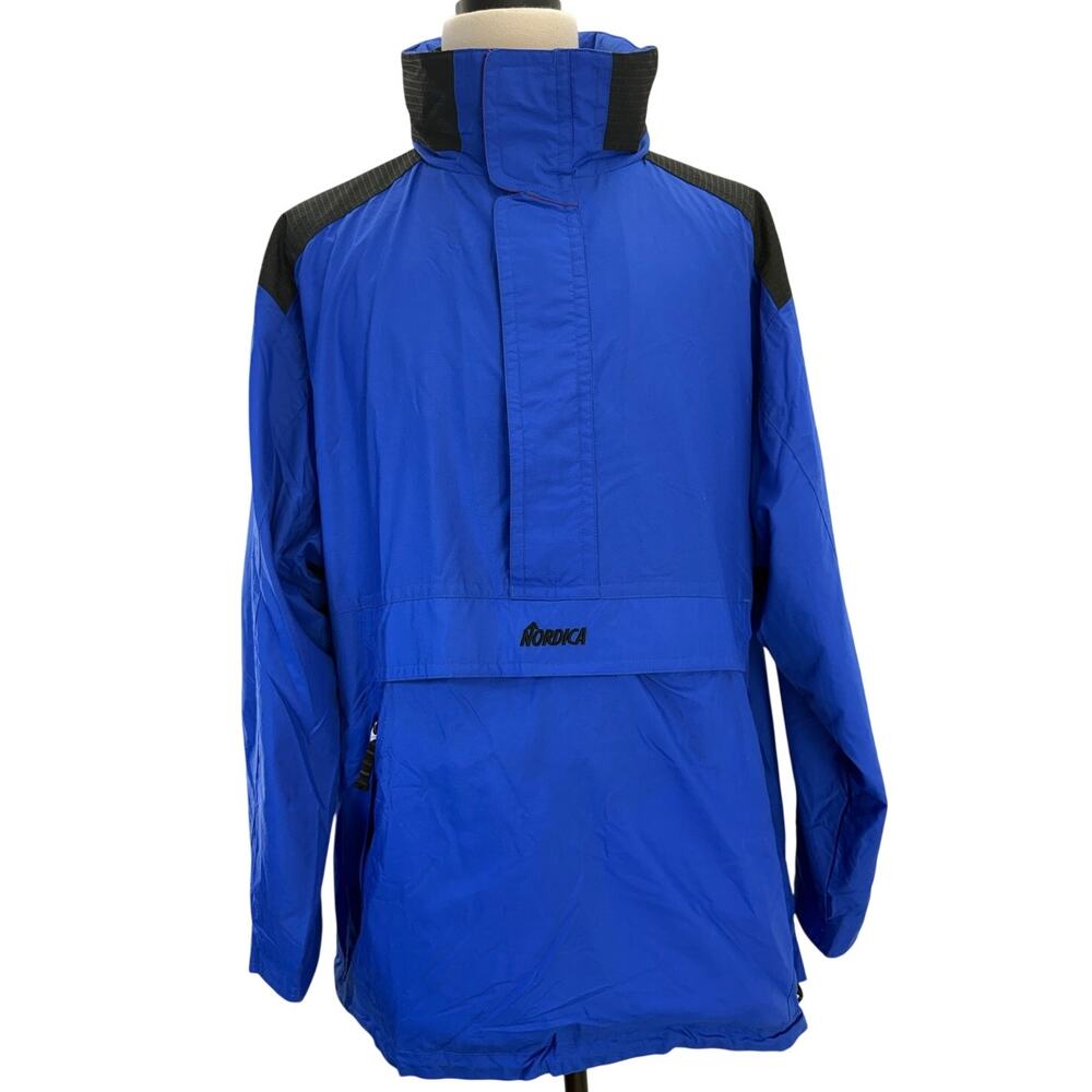 Vintage 90s Nordica Classics Blue Pullover Windbreaker Jacket Hooded Men's XL